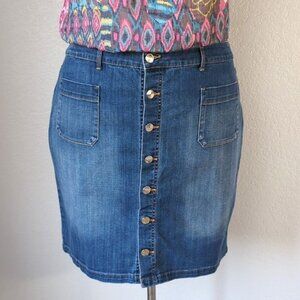 Chico's Size XXL/20 (4) Denim Skirt Button Front